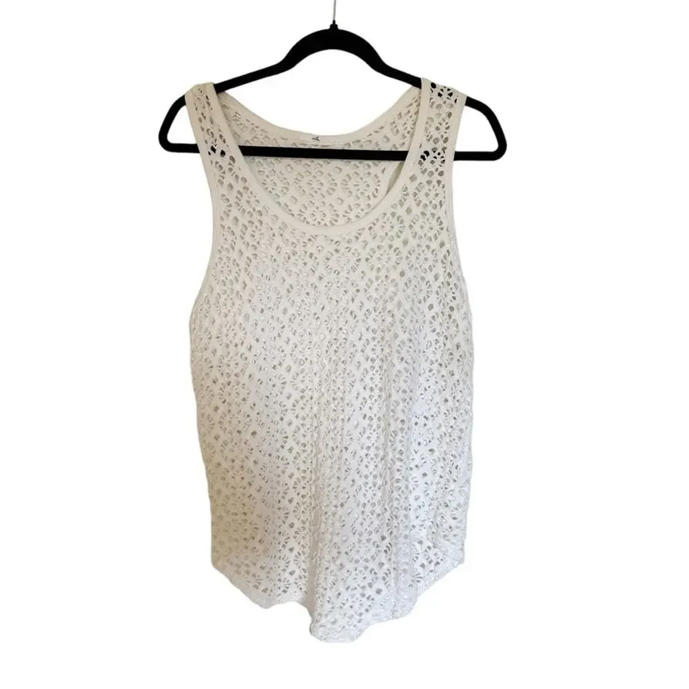 Lace Eyelet Cutout Racerback Tank Top Coverup Top